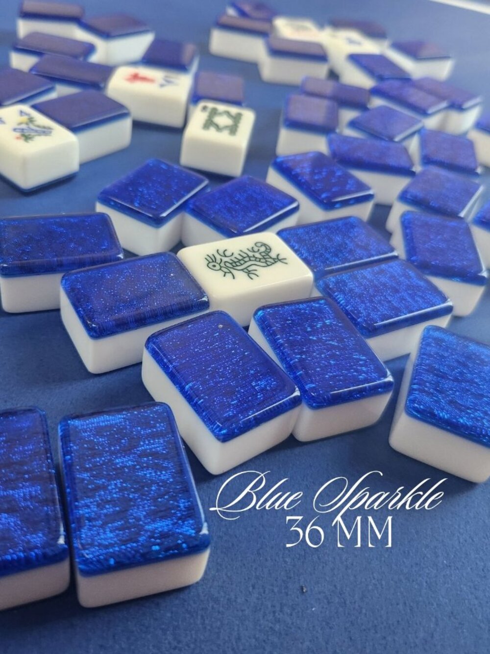 Automatic Mah Jongg Tiles - Designer Series (36 MM) - Blue Sparkle
